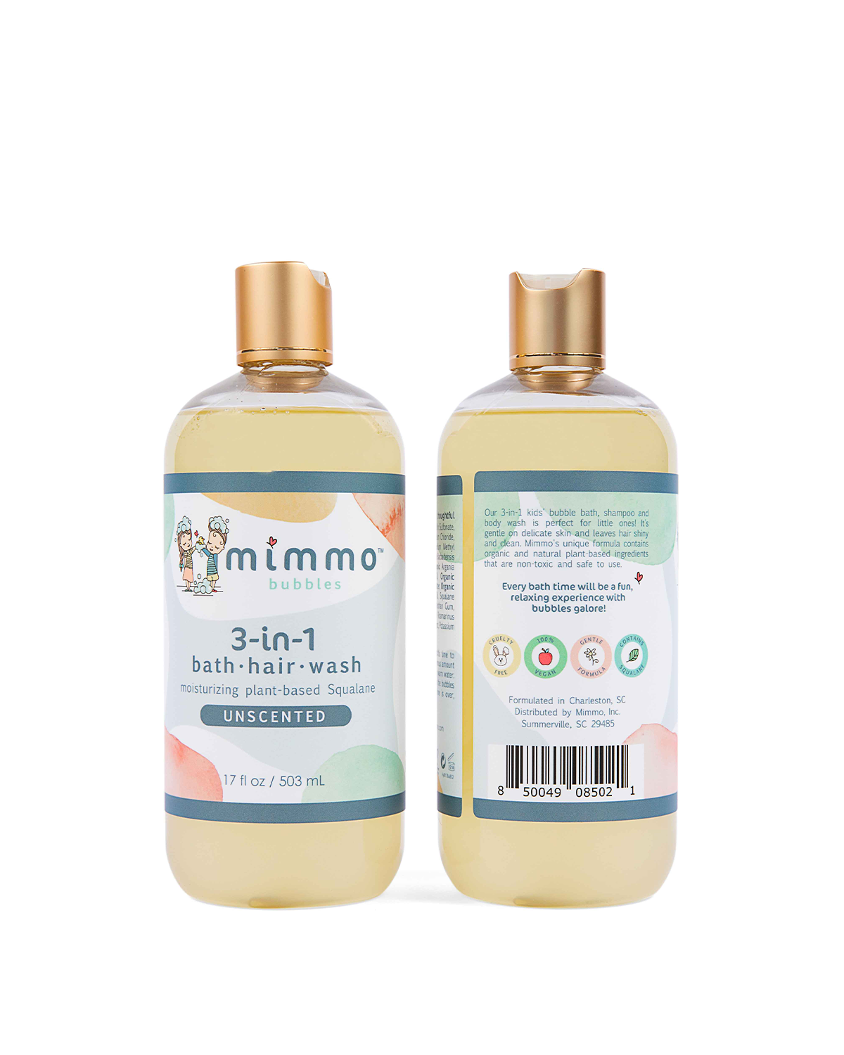 3-in-1 Unscented Shampoo, Body Wash and Bubble Bath